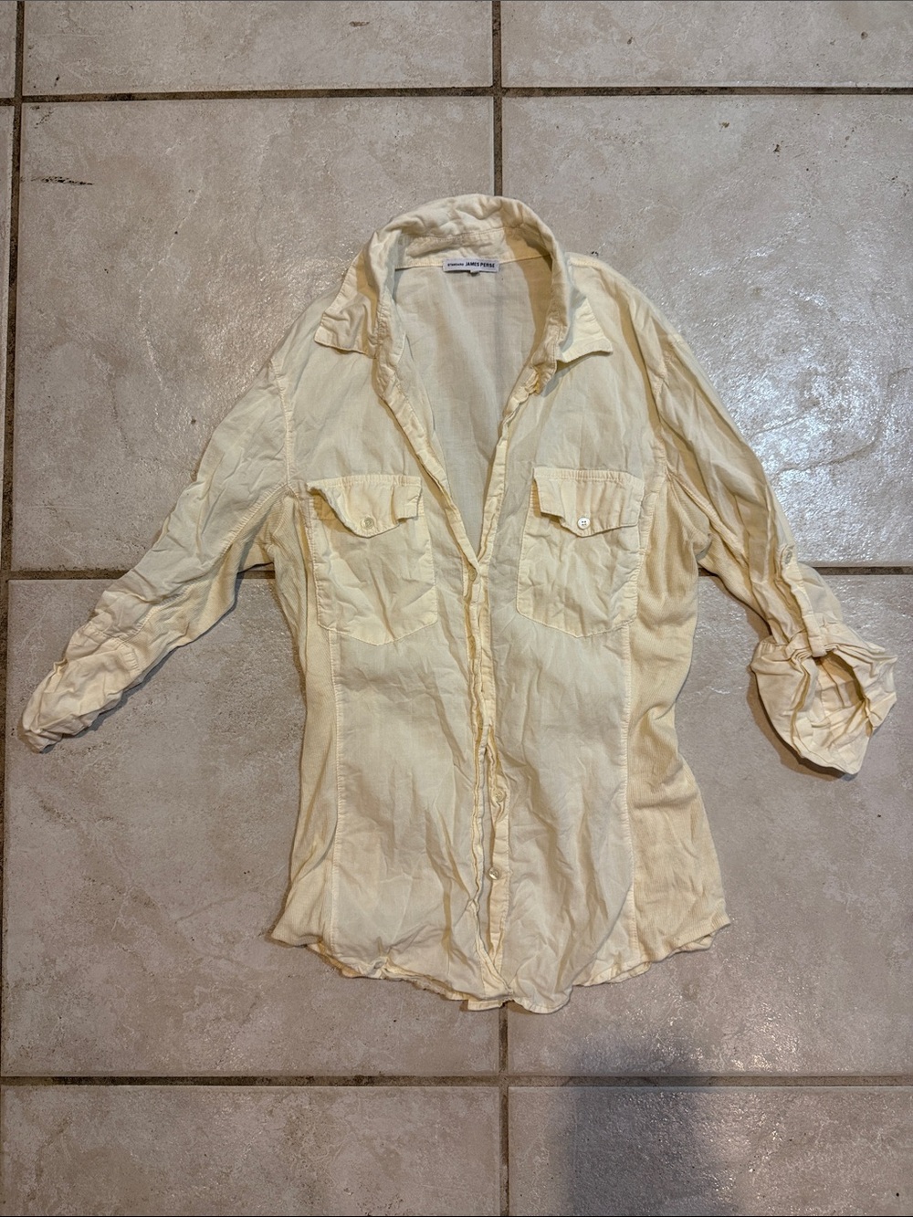 James Perse Butter Yellow Button-Up Shirt